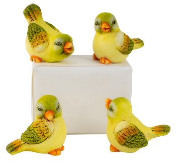 Vögel sitzend gelb/grün h=6cm b=7cm