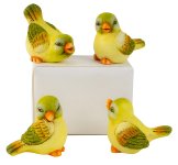 Birds sitting yellow/green h=6cm, w=7cm