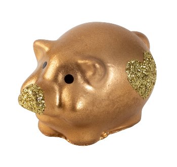pig gold with glitter heart h=3cm