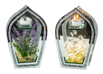 Glass decoration with flowers & LED