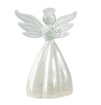 Glass angel with white glitter skirt for
