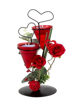 Metal decoration heart with red roses