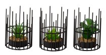 Metal stand round with artificial cactus