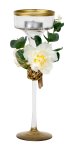 Glass decoration with white flower and