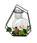 Metal decoration with white orchid and