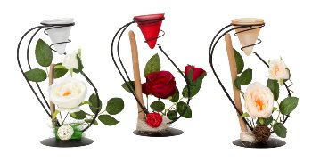 Metalldeko mit Rosen und Teelichthalter