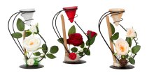 Metalldeko mit Rosen und Teelichthalter