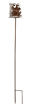 Metall-Regenmesser Frosch rost h=114cm