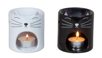 Oil burner cats white & black h=9cm