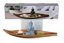 Teelichthalter-Set mit Buddha, Deko-Gras