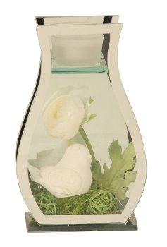 Glass decoration with white bird & rose
