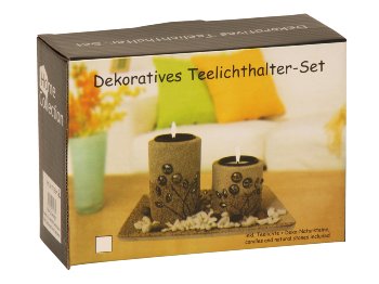 Teelichthalter-Set m.Deko-Steinen h=10cm