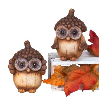 Owls brown with fir cone cap h=8,5cm