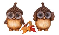 Owls brown with fir cone cap h=19cm