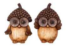 Owls brown with fir cone cap h=37,5cm