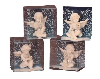 Angel with diamond ball h=5cm in PVC-box