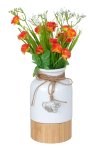 Vase mit Holzboden & silbernen