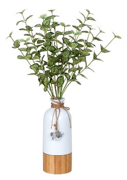 Vase mit Holzboden & silbernen