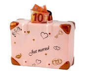Suitcase-money bank rose "Just married"