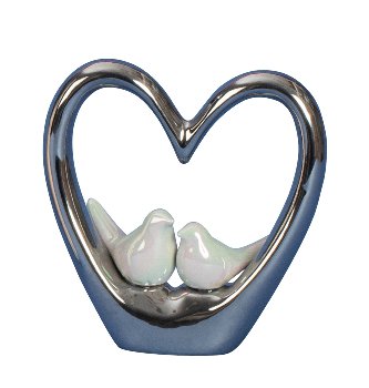 Herz-Skulptur silber mit 2 kleinen