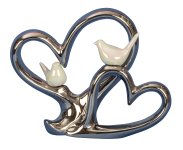 Double Heart-Sculpture silver with 2