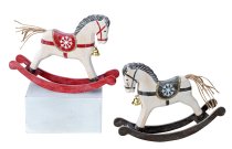 Wooden rocking horse with bell red &