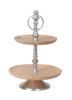 Wooden Cake Stand 2 tiers, h=38cm