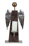 Wooden Angel with metal wings & tealight