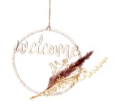 Wooden pearl wreath "Welcome" with
