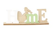 Schriftzug "Home" mit kleinem Vögelchen
