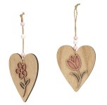 wooden heart hanger with flower design