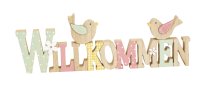 Word "Willkommen" with two birds h=10cm
