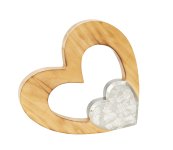 Wooden heart with silver heart for