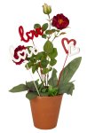 Wooden flower stick "Love" in red &