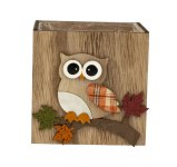 Holzbox mit Eulen-Herbstdesign zum