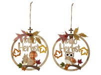 wooden hanger round "Hallo Herbst" with