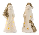 Santa porcelain+golden glitter w. LED