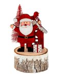 Santa on wooden base h=15cm d=8cm