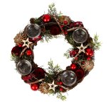 Advent wreath round in red/green/brown