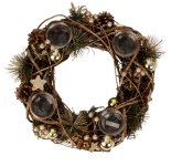 Advent wreath round in gold/brown for