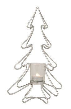 Metal tree silver with tealight holder