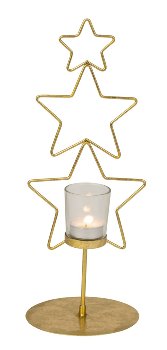 Metal star decoration gold with tealight