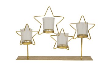 Metal star decoration gold with 4