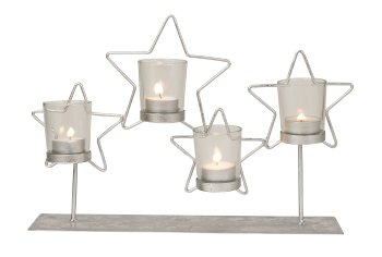 Metal star decoration silver with 4