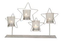 Metal star decoration silver with 4
