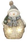 Snowman standing with tree in hand &