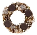 Advent wreath round in gold/brown/cream
