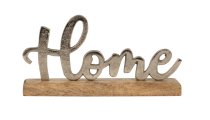 Schriftzug "Home" auf Holzsockel