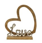 Word "Love" with heart on wooden base