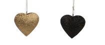 Metal heart black & gold for hanging